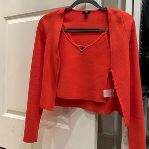 NEW Express bright orange crop top and jacket set - size small